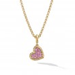 DY Elements® Heart Pendant in 18K Yellow Gold with Pavé Pink Sapphires, 12.6mm