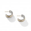 Cable Collectibles® Huggie Hoop Earrings in Sterling Silver with 14K Yellow Gold