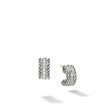 Cable Collectibles® Huggie Hoop Earrings in Sterling Silver with Pavé Diamonds, 11.4mm
