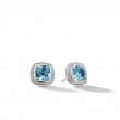 Albion® Stud Earrings in Sterling Silver with Blue Topaz and Pave Diamonds
