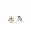 Crossover Stud Earrings in Sterling Silver with 18K Yellow Gold