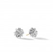 Crossover Stud Earrings in Sterling Silver with Pave Diamonds
