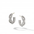 Cable Loop Hoop Earrings in Sterling Silver with Pave Diamonds