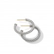 Cable Hoop Earrings in Sterling Silver, 3/4in