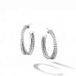Crossover Hoop Earrings in Sterling Silver with Pave Diamonds
