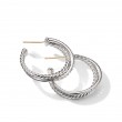 Crossover Hoop Earrings in Sterling Silver with Pave Diamonds