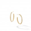 Small Hoop Earrings in 18K Yellow Gold with Pave Diamonds