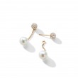 Solari Chain Drop Earrings in 18K Yellow Gold with Pearls and Diamonds,16mm