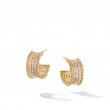 DY Origami Huggie Hoop Earrings in 18K Yellow Gold with Pave Diamonds