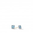 Petite Chatelaine® Pave Bezel Stud Earrings in Sterling Silver with Blue Topaz and Diamonds