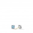 Petite Chatelaine® Pave Bezel Stud Earrings in Sterling Silver with Blue Topaz and Diamonds