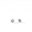 Petite Starburst Stud Earrings in Sterling Silver with Diamonds, 10mm