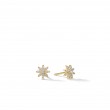 Petite Starburst Stud Earrings in 18K Yellow Gold with Full Pave Diamonds