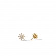 Petite Starburst Stud Earrings in 18K Yellow Gold with Full Pave Diamonds