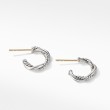 Petite Infinity Huggie Hoop Earrings in Sterling Silver with Pave Diamonds