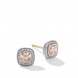 Petite Albion® Stud Earrings in Sterling Silver with Morganite and Pave Diamonds