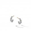 Petite X Hoop Earrings in Sterling Silver with Pave Diamonds