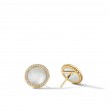 DY Elements Button Earrings in 18K Yellow Gold with Mother of Pearl and Pave Diamonds