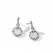 DY Elements® Drop Earrings in Sterling Silver with Mother of Pearl and Pave Diamonds