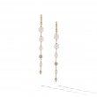 Pearl and Pavé Drop Earrings in 18K Yellow Gold with Pearls and Diamonds, 3.13in