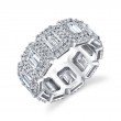 Emerald Cut Eternity Band with Pavé Halo