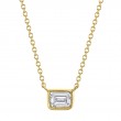 East West Emerald Cut Bezel Set Pendant with Cable Chain