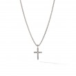 Cable Classics Cross Necklace in Sterling Silver with Center Diamond