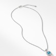 Petite Albion® Pendant Necklace in Sterling Silver with Blue Topaz and Pave Diamonds