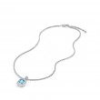 Petite Albion® Pendant Necklace in Sterling Silver with Blue Topaz and Pave Diamonds