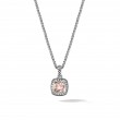 Petite Albion® Pendant Necklace in Sterling Silver with Morganite and Pave Diamonds