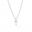 Crossover Cross Necklace in Sterling Silver with Diamonds, 35.6mm