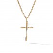 The Crossover Collection® Cross Necklace in 18K Yellow Gold with Pave Diamonds