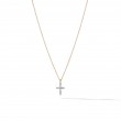Cable Collectibles® Cross Necklace in 18K Yellow Gold with Diamonds, 17mm