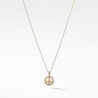 Cable Collectibles® Peace Sign Necklace in 18K Yellow Gold with Pave Diamonds