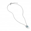 Cable Wrap Necklace in Sterling Silver with Blue Topaz and Pave Diamonds