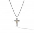 X Cross Necklace in Sterling Silver with 14K Yellow Gold and Pave Diamonds