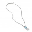 Chatelaine Pave Bezel Pendant Necklace with Hampton Blue Topaz and Diamonds, 9mm
