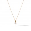 Petite Solari Pendant Necklace in 18K Yellow Gold with Pearl and Pave Diamonds