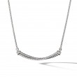 Crossover Bar Necklace in Sterling Silver with Pave Diamonds