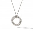 Crossover Pendant Necklace in Sterling Silver with Pave Diamonds