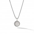 S Initial Charm Necklace in Sterling Silver with Pave Diamonds