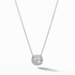 Cushion Stud Pendant Necklace in 18K White Gold with Pave Diamonds