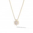 Starburst Pendant Necklace in 18K Yellow Gold with Full Pave Diamonds
