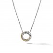 Crossover Pendant Necklace in Sterling Silver with 18K Yellow Gold, 14.5mm