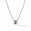 Petite Chatelaine® Pendant Necklace in Sterling Silver with Blue Topaz and Pave Diamonds