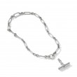 Lexington E/W Chain Necklace in Sterling Silver with Pave Diamonds