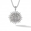 Starburst Pendant in Sterling Silver with Pave Diamonds