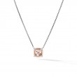 Petite Chatelaine® Pendant Necklace with Morganite, 18K Rose Gold Bezel and Pave Diamonds