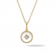 Cable Collectibles® White Enamel Charm Necklace in 18K Yellow Gold with Center Diamond