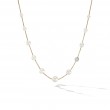 Pearl and Pavé Station Necklace in 18K Yellow Gold with Pearls and Diamonds